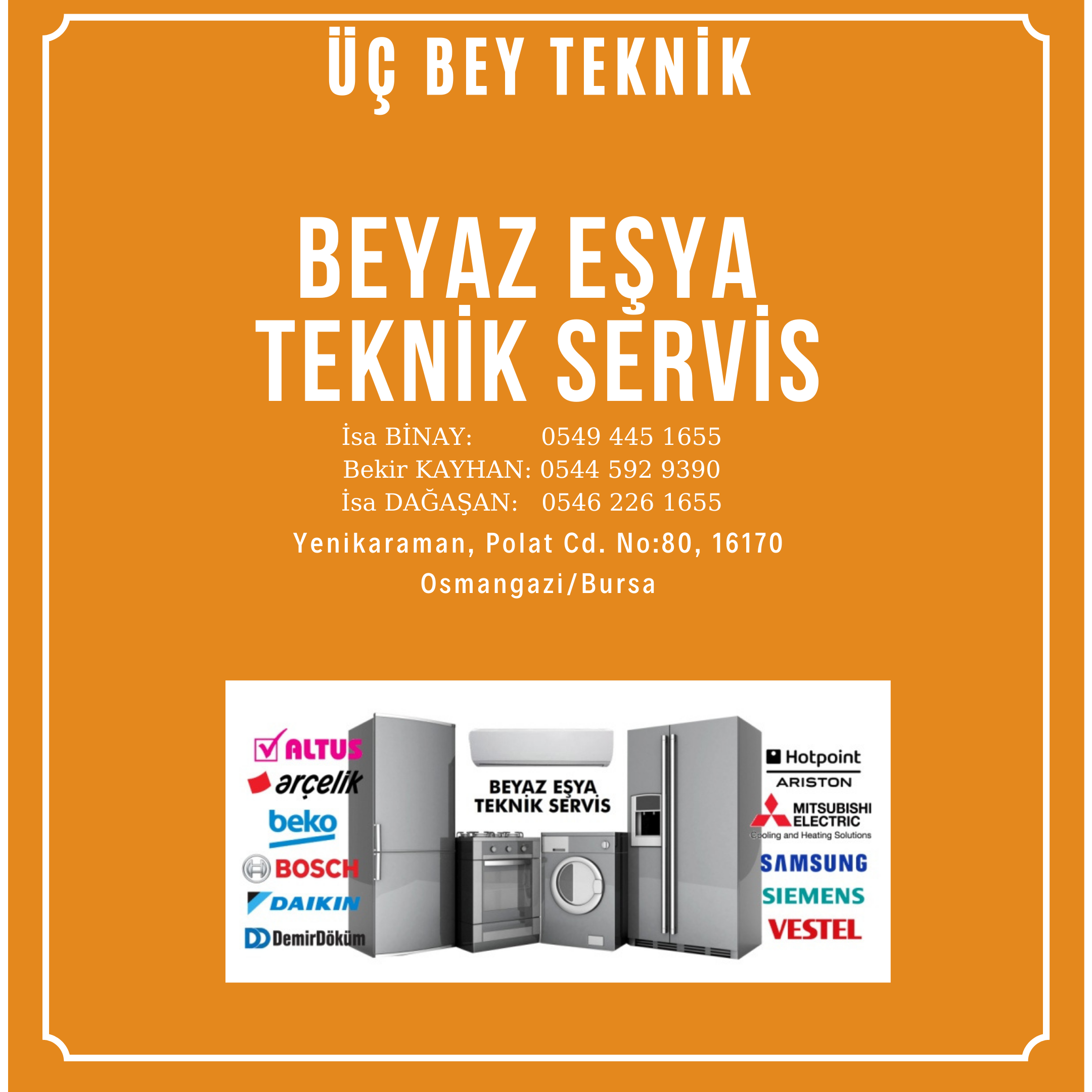 Yalova Altınova Yetkili Servis, Beyaz Eşya Servisi	